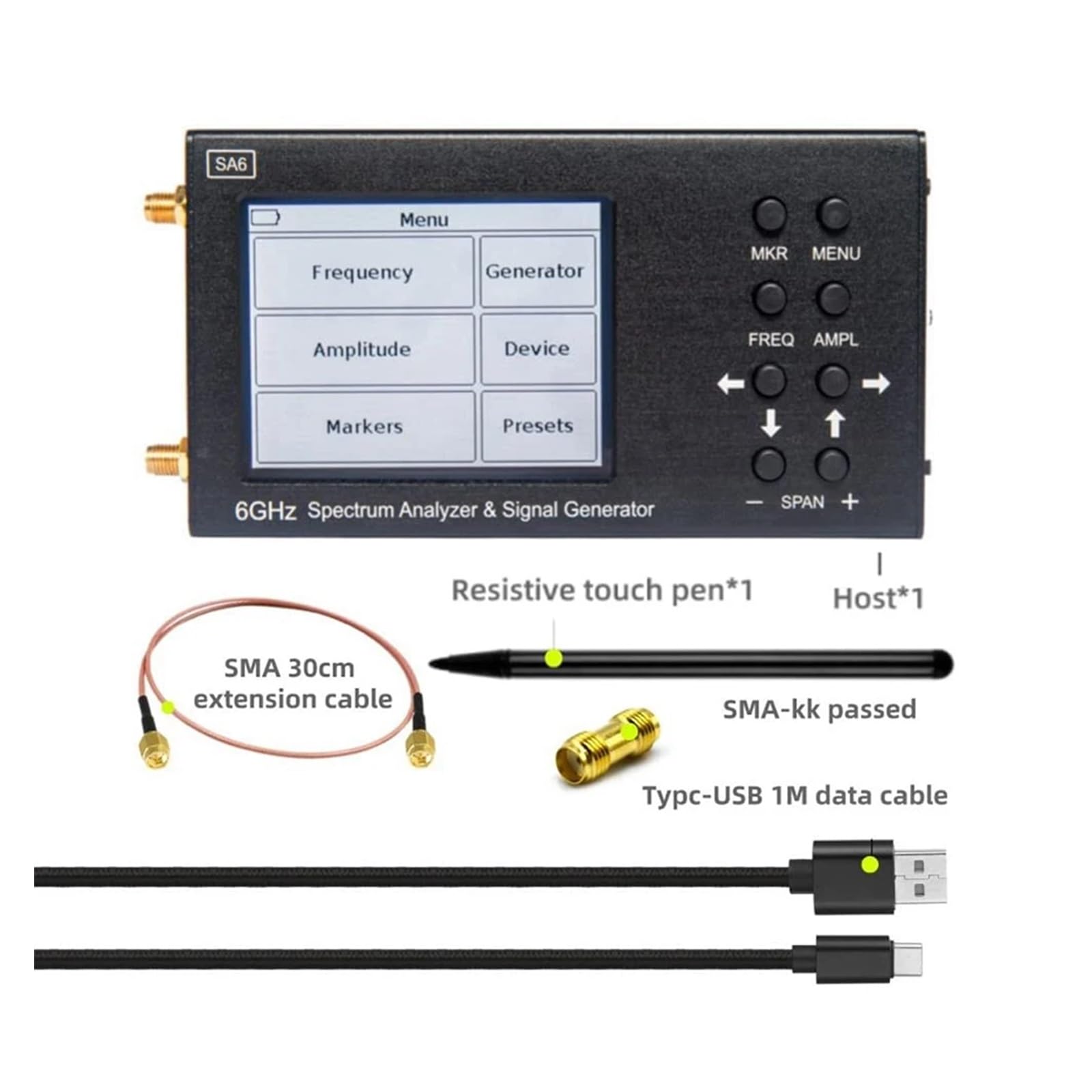 Spektrumanalysator, SA6 Spektrumanalysator 6 GHz 35-6200 MHz Signalgenerator Bietet PC-Software zur Messung von Funksignalen Richtungskompass