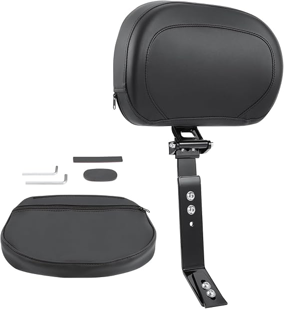Adjustable Driver Backrest Rider Backrest Mount Kit for Can Am Spyder F3/F3-S/F3-L/F3-T 2015-2023 Black Backrest (with Storage Pouch)