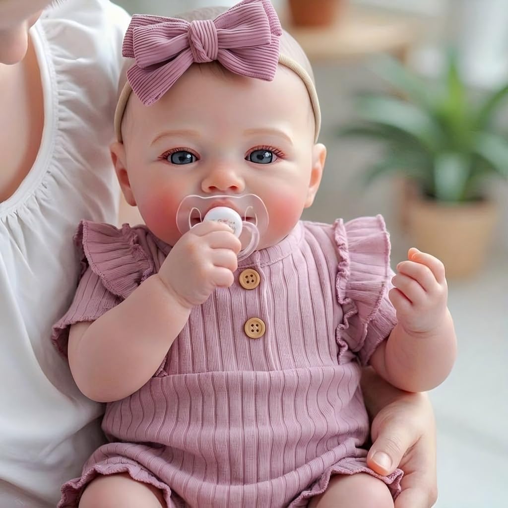 Pinky Reborn Realistic Reborn Baby Dolls 19 Inch Lifelike Toddler Newborn Baby Doll Soft Vinyl Cloth Body Silicone Doll Birthday Gift for Kids Age 3+