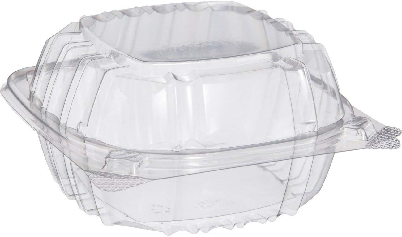 Clear Plastic Square Hinged Food Container Bakery Take-Out to Go Boxes Take Out Sandwich, Salad, Small Deli and Cake Containers with Lids Favors 3.9In x 3.9 in x 2.5 in (50)