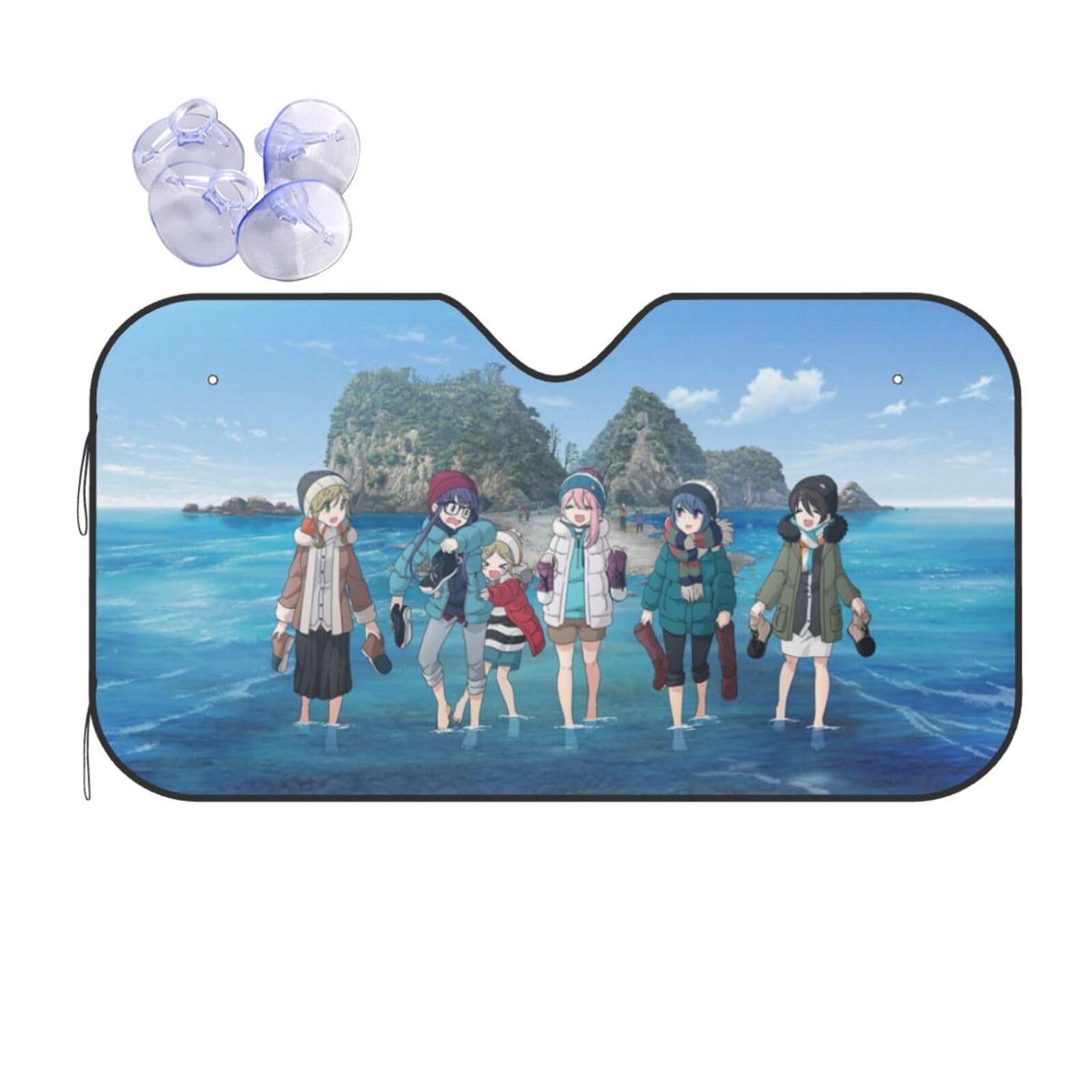 Amazon | ゆるキャン サンシェード 車 フロントサンシェード 遮光 断熱