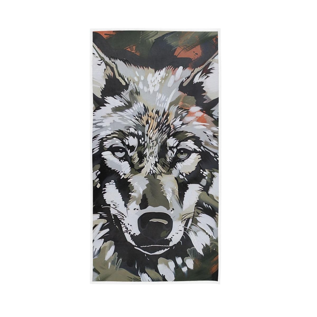 HUYGD Wolf Painting Hand Towels, Multipurpose Bathroom Towel for Hand, Face, Hair, Bath 15 x 30 Inches