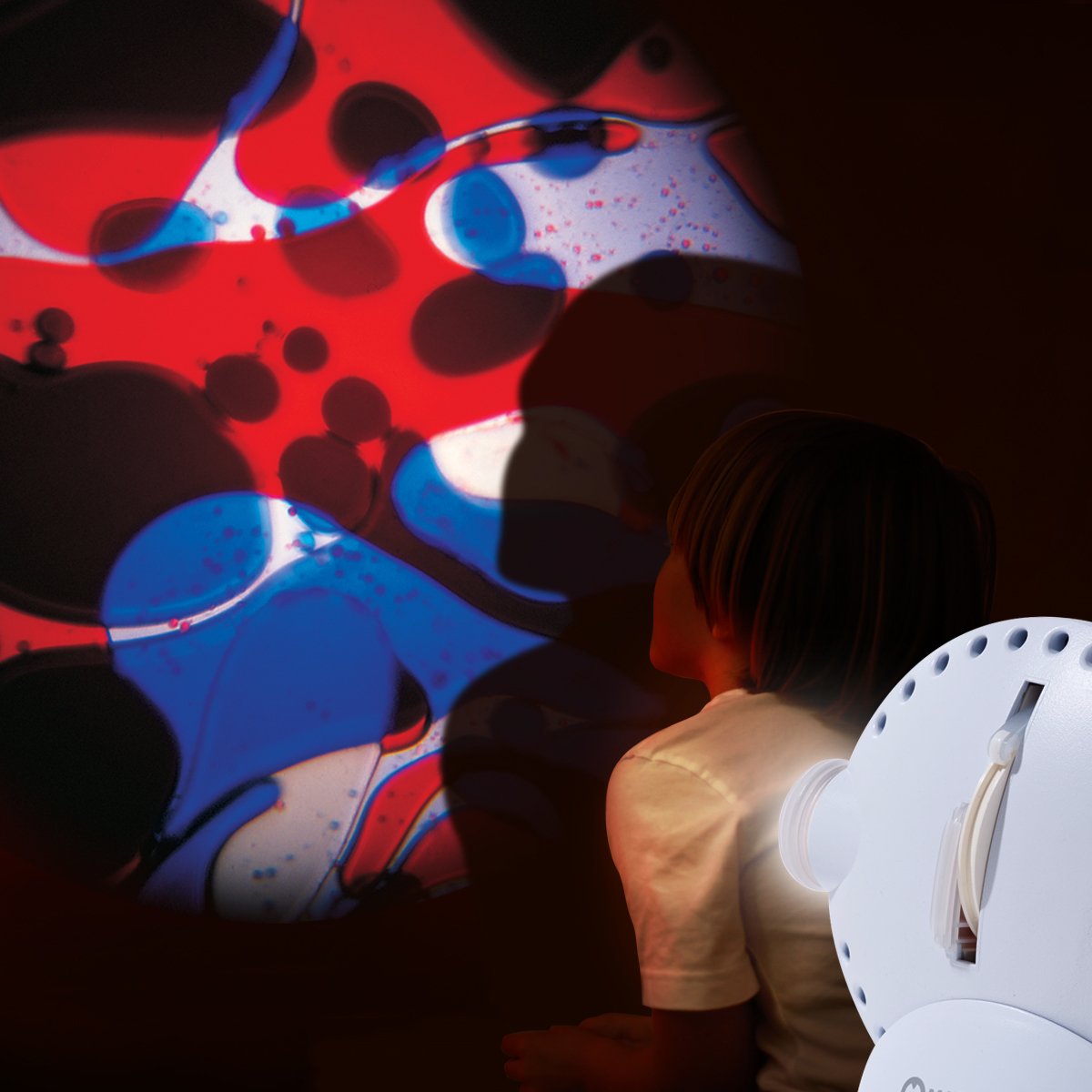 Mathmos Proyector Space en Blanco con efecto de lámpara de lava - Azul/Rojo