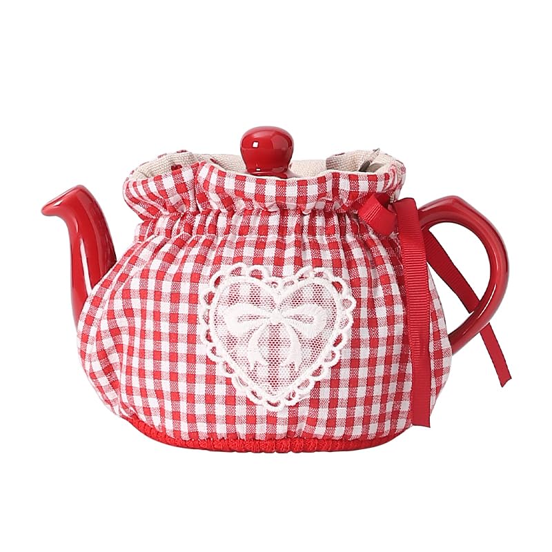 Tea Cosy,Creative Kitchen Tea Pot Dust Cover,Teapot Cozy Breakfast Warmer,Tea Pot Cover Insulation and Keep Warm,Tea Kettle Quilt for Home Kitchen Table Hotel Tea Party Restaurant (Red)