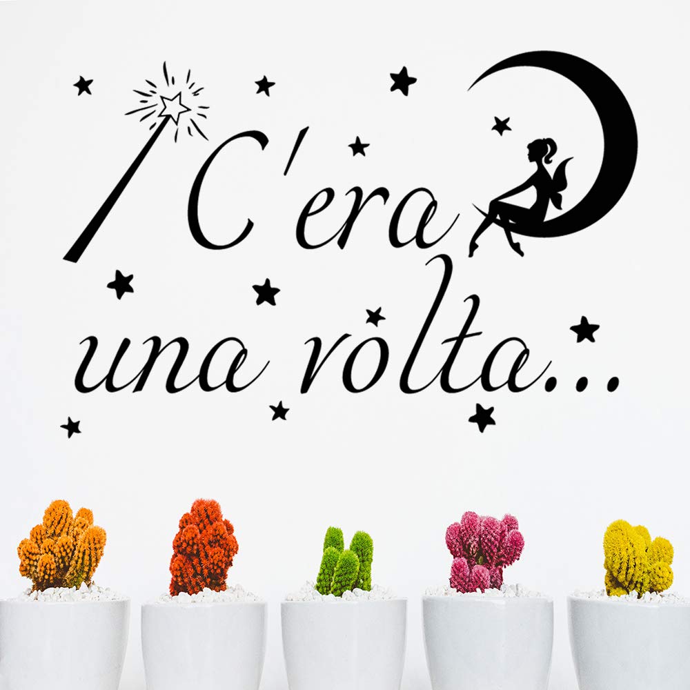 Adesivo da parete in vinile con frase in italiano "CERA UNA VOLTA" adesivi murali frasi in italiano citazione, decorazione da parete, Wall Stickers, Art Sticker Decal Mural DC-19029