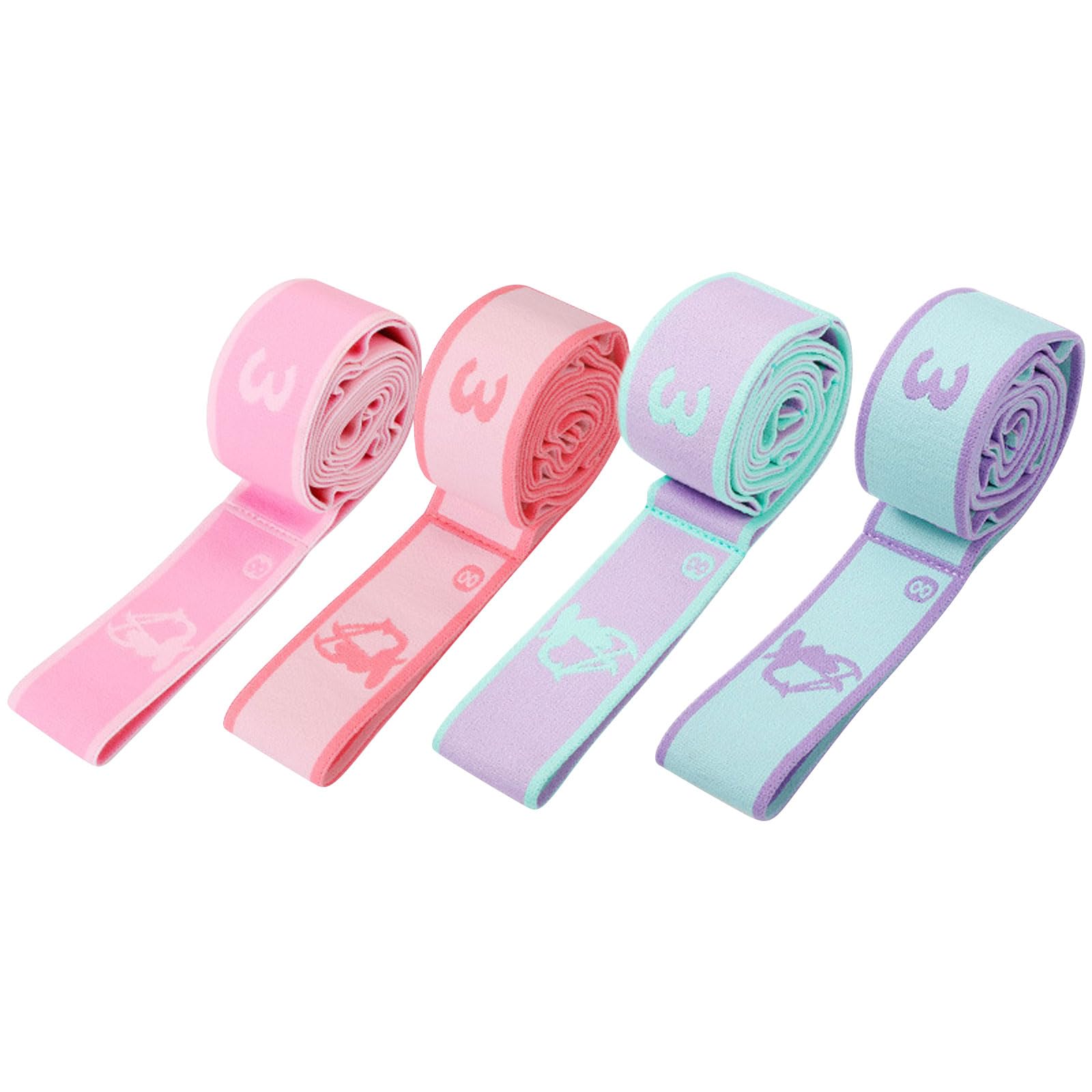 4PCS Stretch Strap Dance Elastic Band Yoga Straps for Stretching Equipment Multi-Loop Adjustable Exercise Bands Leg Stretching Resistance Band for Pilates Yoga Dance Gymnastics Exercise