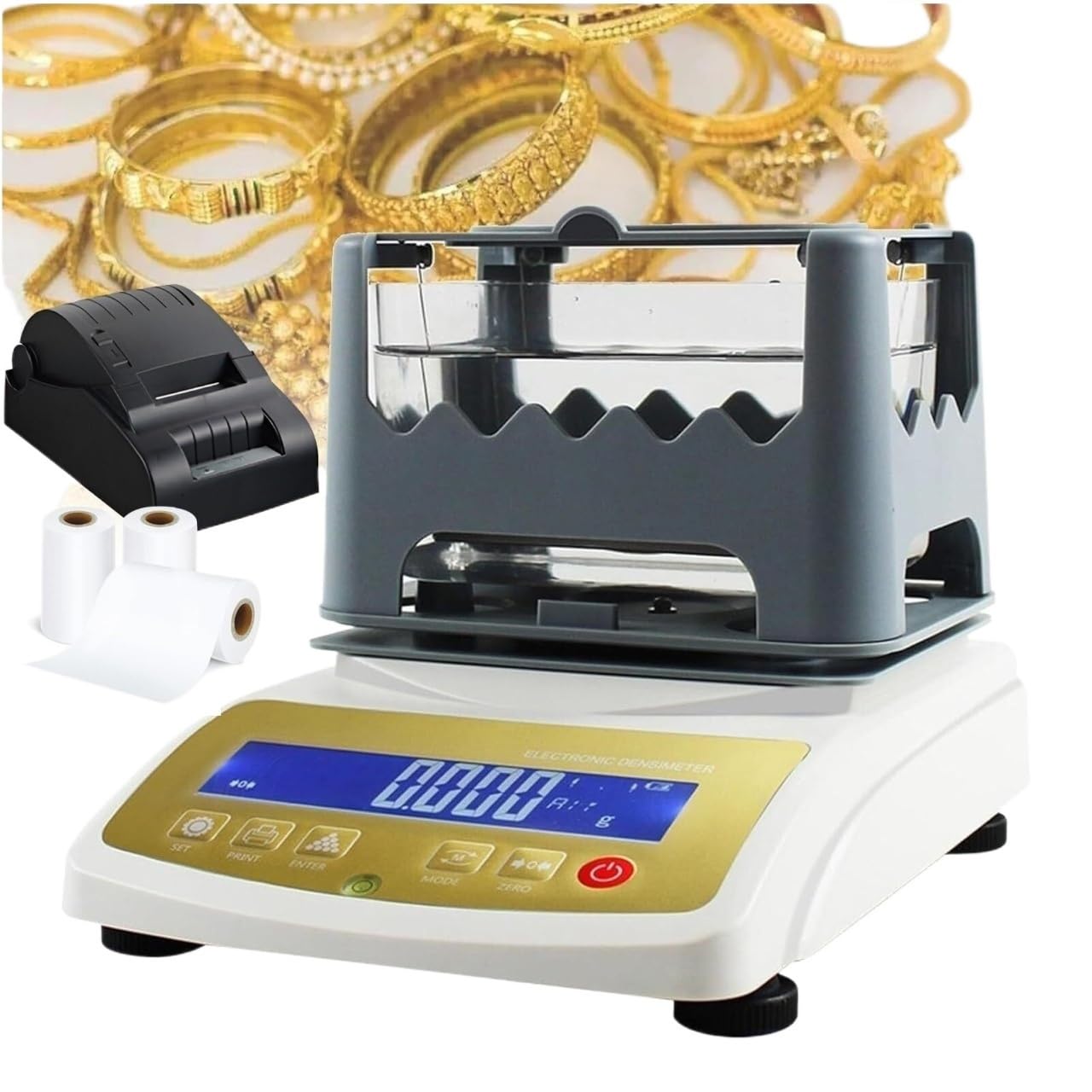 Gold Purity Analyzer Meter Karat Value and Density Testing for Gold Silver Resolution Precise Testing(Withprinter,XF300K)
