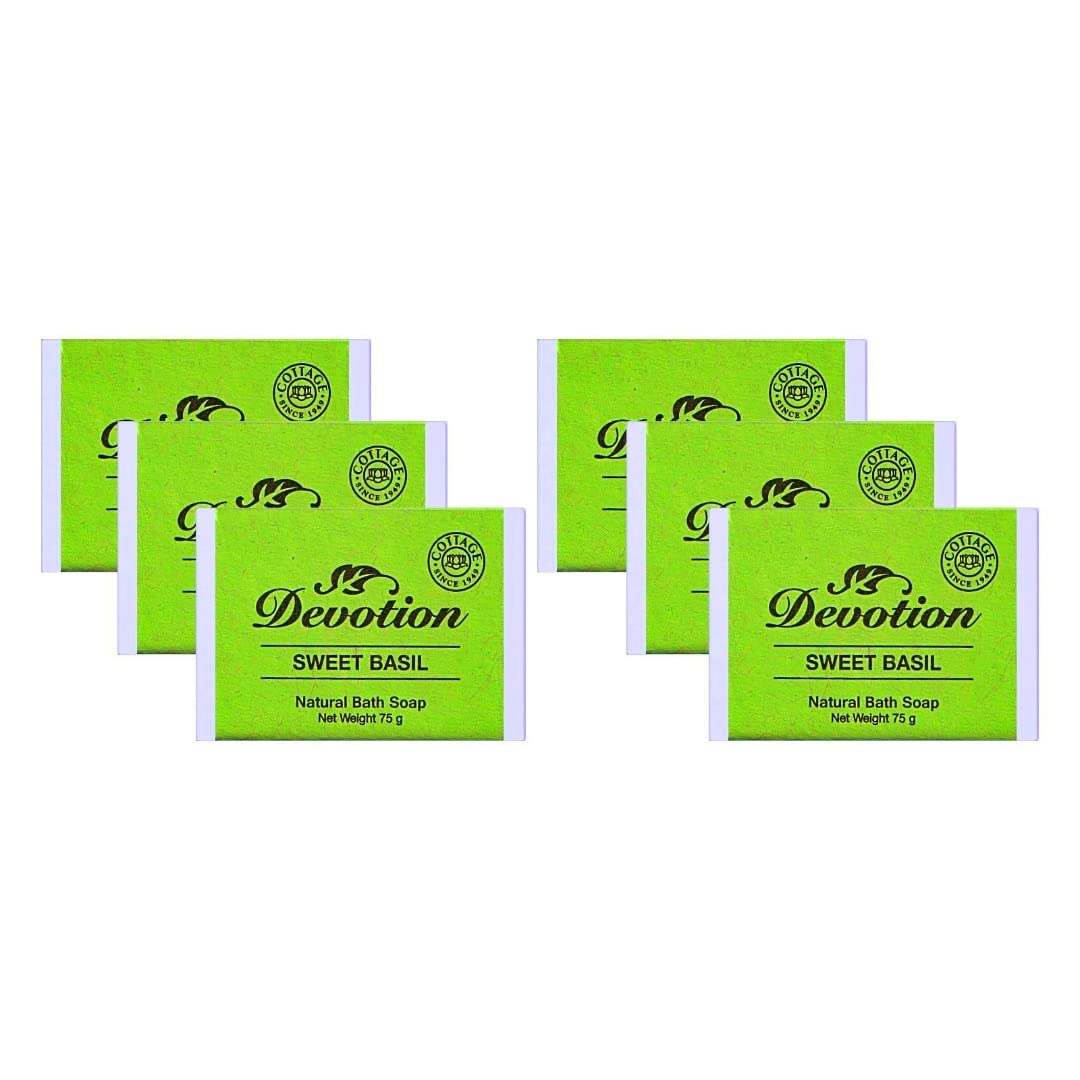 Devotion | SWEET BASIL Natural Bath Soap | Pack of 6 | 75g Each | Gentle & Refreshing | For All Skin Types-image-1