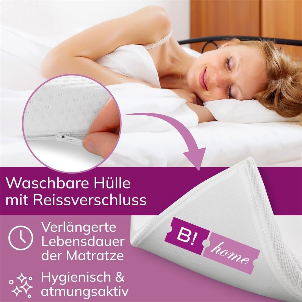 B!HOME Matratzentopper [120x200x4,Kaltschaum] für Matratze Matratzenauflage mit Eckgummi Topper Ideal für Boxspringbetten, Schlafsofas und Camping, Öko-Tex, Made in Germany