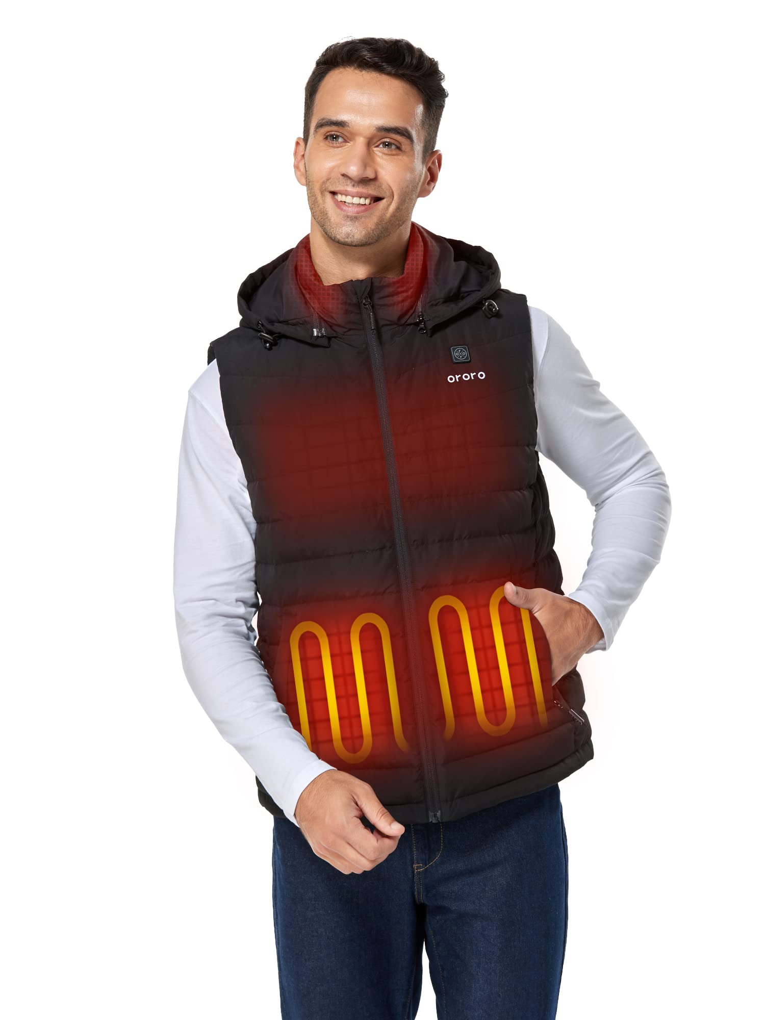 OROROMen's Heated Down Vest with Battery, Lightweight Heated Vest with 800 Fill Down (Charger Not Included)