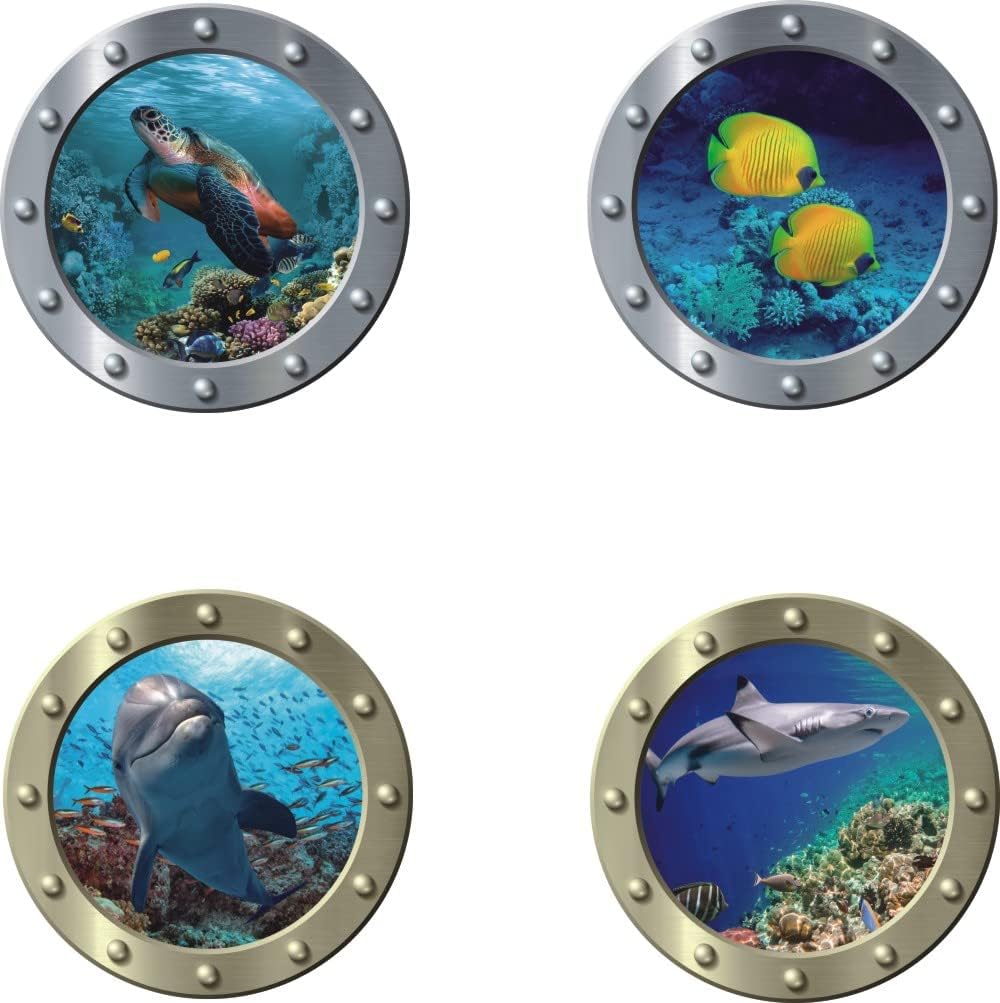 ANHUIB 3D Sea Life Wall Stickers,Ocean Fish Wall Stickers for Bathroom