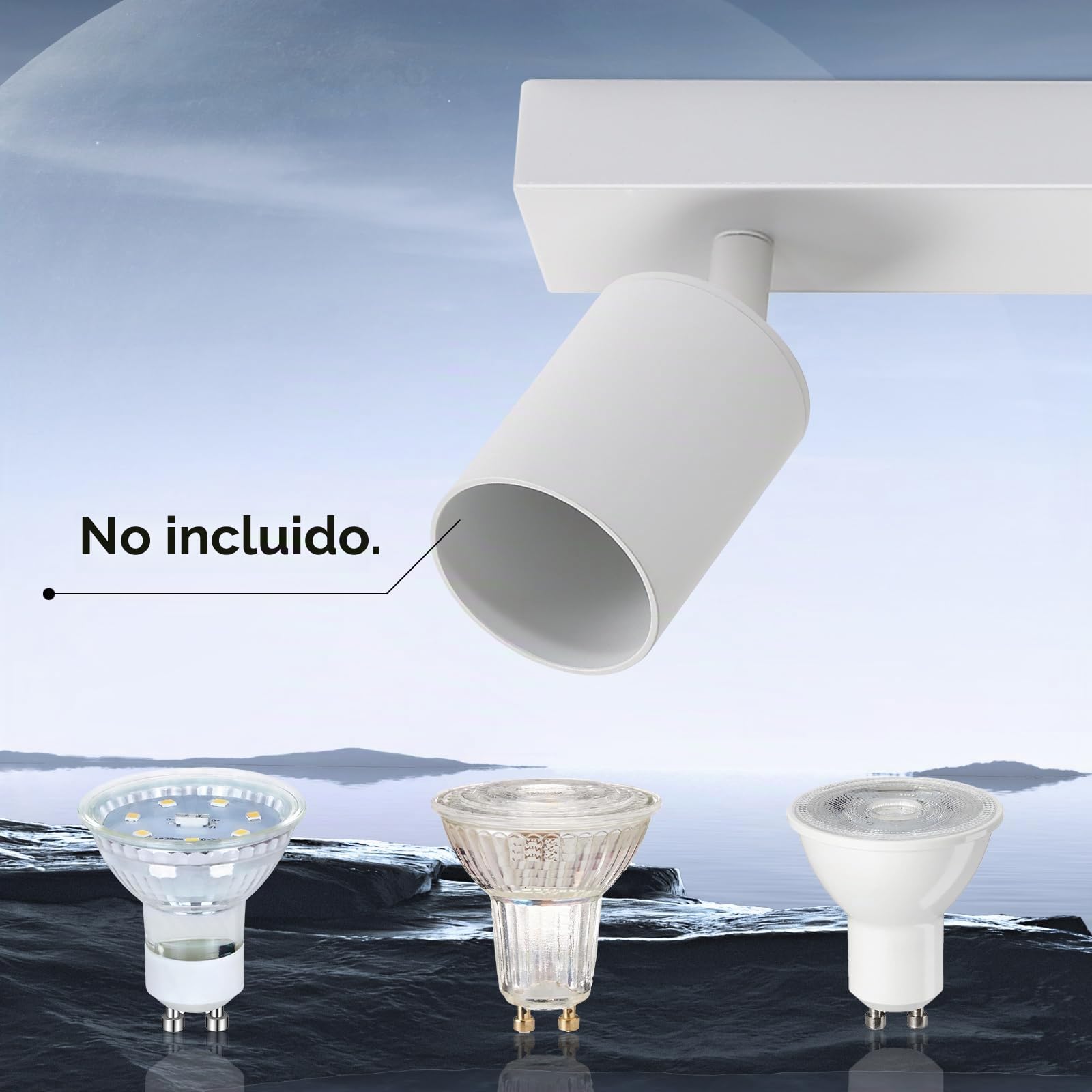 ZMH Lámpara de techo LED blanco Foco de techo: Aplique de techo GU10, 6 llama, pivotante a 330°, Lámpara de techo moderna, Lámpara de pared industrial para salón, dormitorio, cocina, sin bombilla