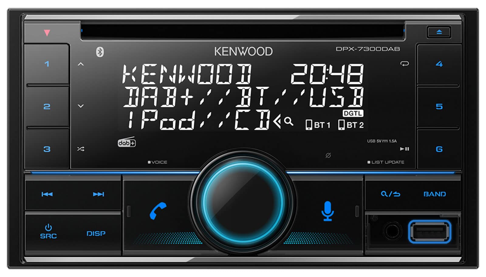 KENWOOD DPX-7300DAB 2-DIN CD-Autoradio mit DAB+ & Bluetooth Freisprecheinrichtung (USB, AUX-In, 3 x Pre-Out 2.5V, Amazon Alexa, Soundprozessor, 4x50 W, VAR. Beleuchtung, DAB+ Antenne)