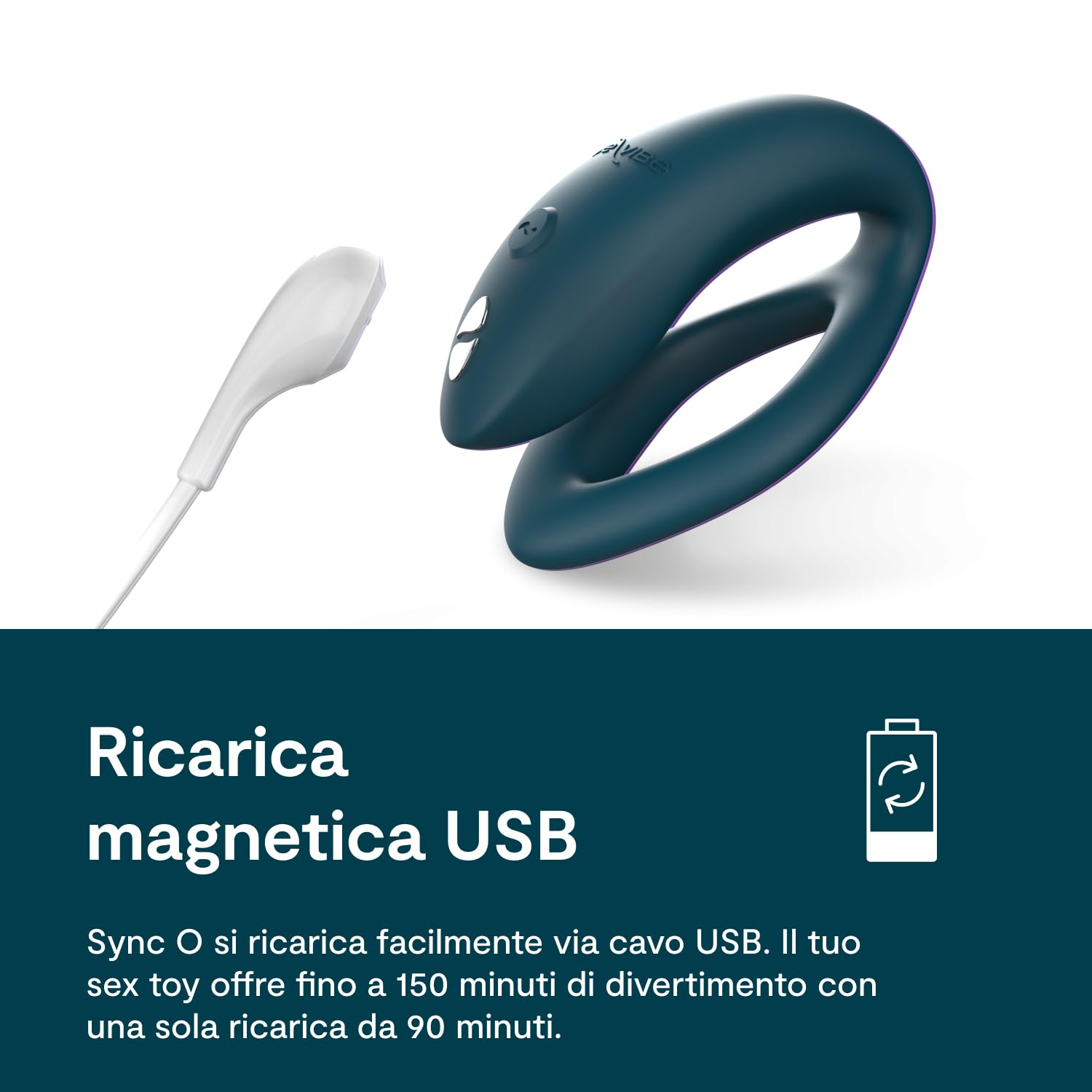 We-Vibe Sync O Vibratore di coppia - Sex toy vibrante a C con telecomando per donne - Controllato tramite app - Stimolazione del punto G e del clitoride - Resistente all'acqua e ricaricabile - verde