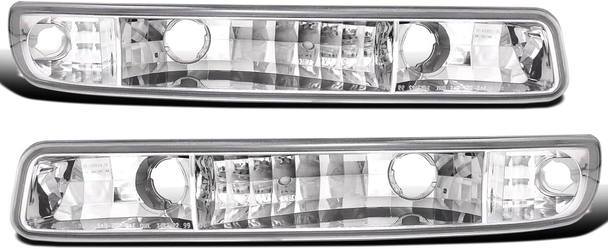 Ronnin - Fits 1999-2007 GMC Sierra Classic Yukon XL Bumper Lights Turn Signal Lamps Replacement Assembly Pair | Chrome