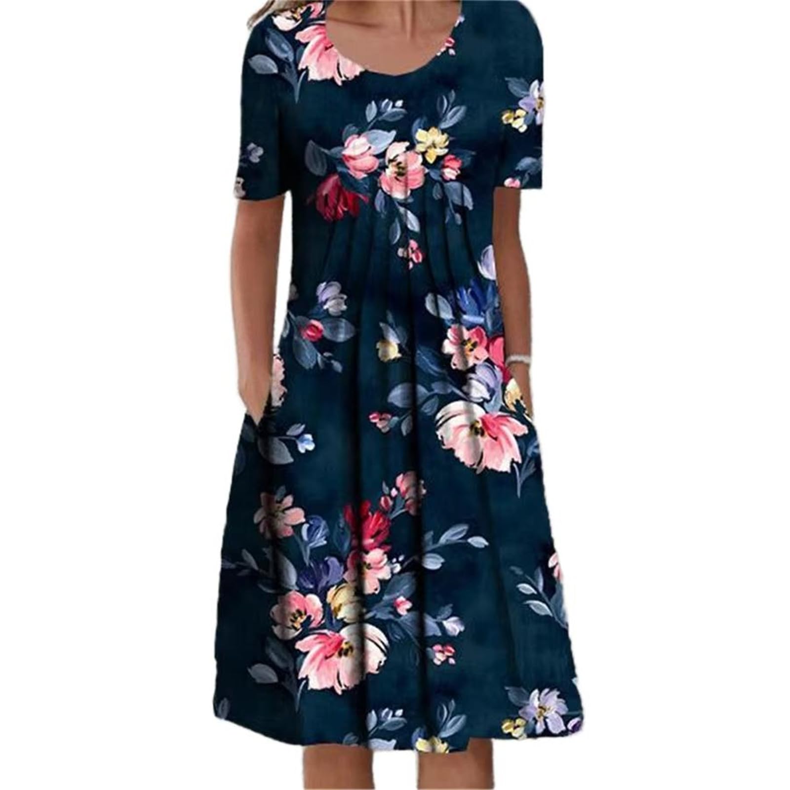Robe décontractée à manches courtes pour femmes coupe ample fluide - 5