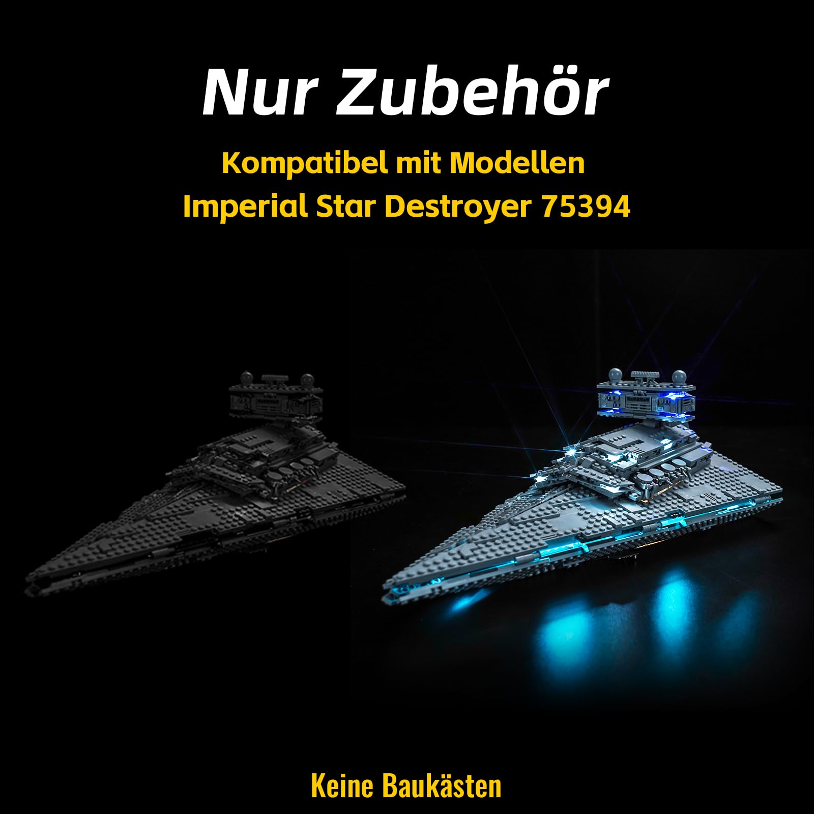 Zestaw świateł LED kompatybilny z Lego 75394 Imperial Star Destroyer (nie jest to model), zestaw oświetleniowy kompatybilny z Lego Imperial Star Destroyer kreatywna zabawka