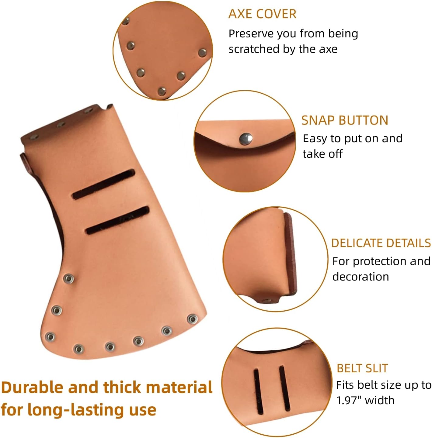 Axe Head Sheath,Leather Hatchet Camp Axe Case Blade Cover, Fit for 1.5 inch Belt
