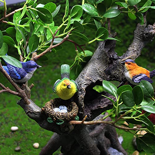 Fairy Garden Accessories, Mini Bird And Bird Nest 4 Piece Miniature Figures Fairy Garden Miniature Moss Landscape Diy Ornament Accessories, Miniature Landscape Decor, Car Decor, Home Decor, Fairy #TOP5