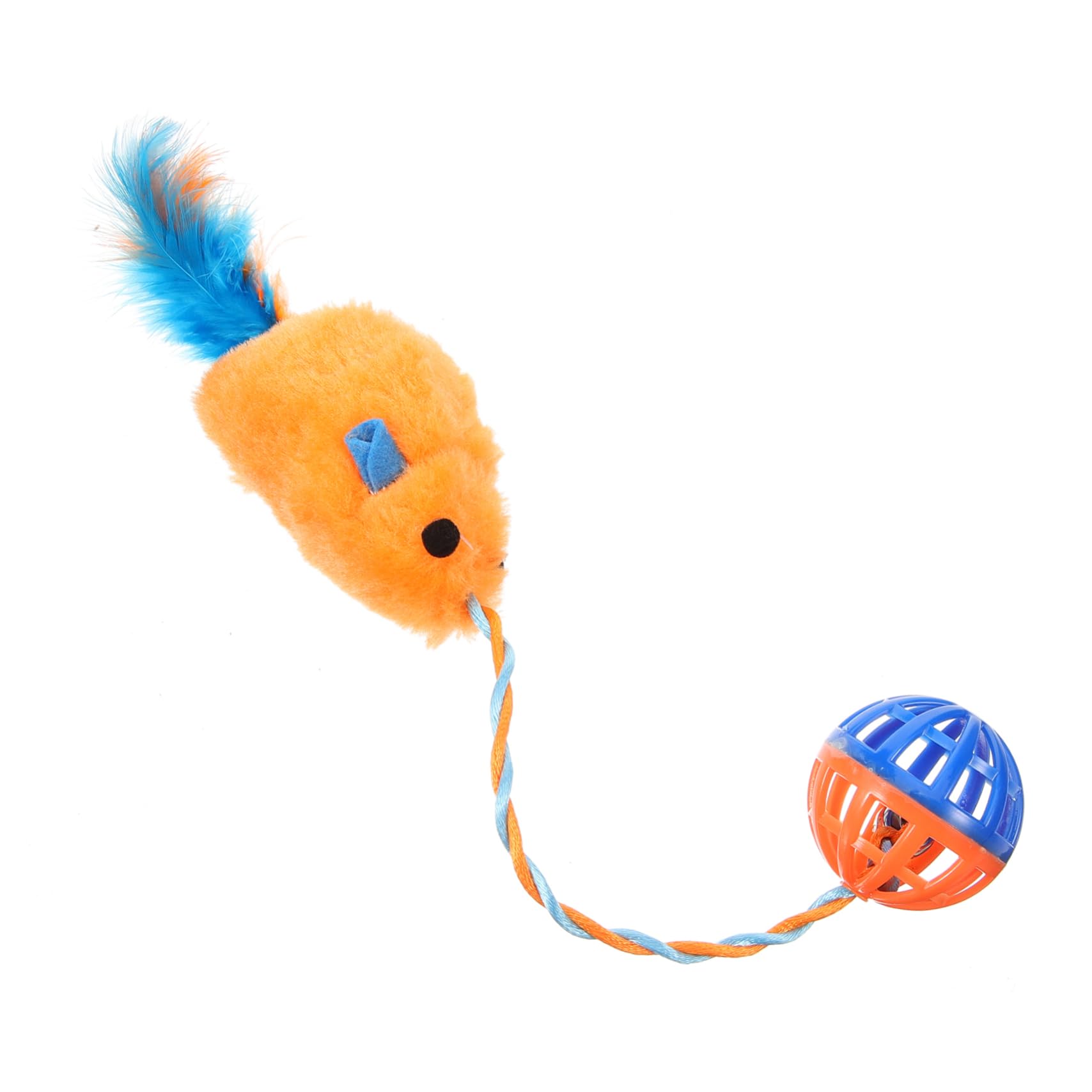 Jouet pour Chat Plastique avec Cloche Sonore Jouet à Mâcher Solide Taille Petite Couleur Orange pour Domicile Adapté Aux Chatons Et Chats Adultes
