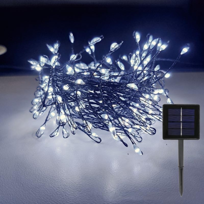KISUFU Outdoor Solar Garland Light,100 LED Solar Garland Outdoor Christmas Tree Light Decorative Lamp for Garden Patio Trees Fence House Christmas Wedding