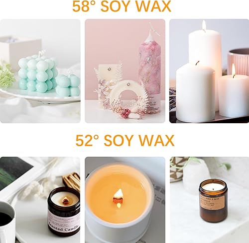Miniatura 8 de Cera de soja natural de 52, bolsa de 17.64 oz1.1 libras, color blanco, copos de cera, suministros de fabricación de velas de soja prémium para hacer