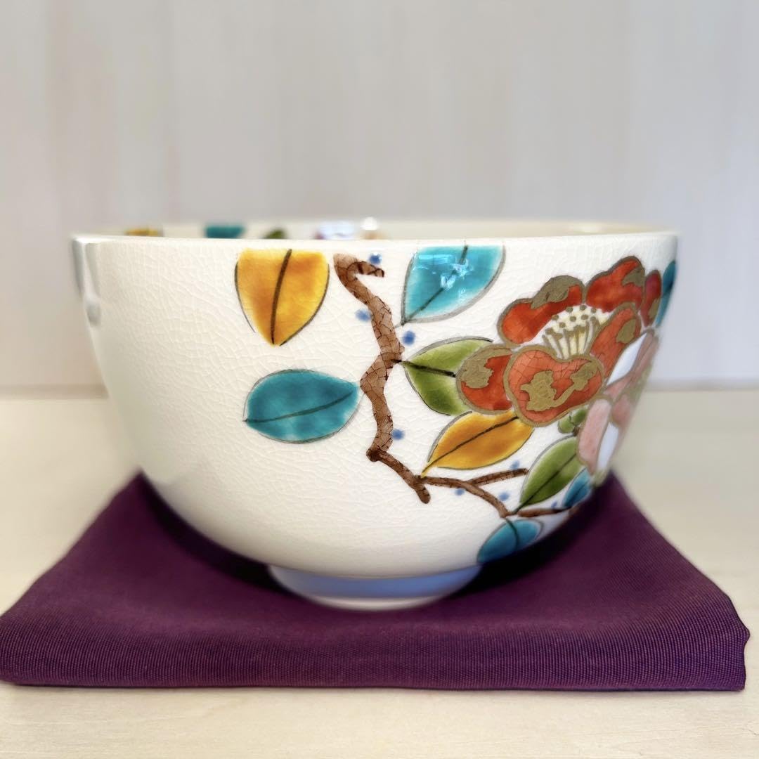 Amazon.co.jp: 抹茶茶碗 抹茶椀 ' 色絵 椿' 京焼 茶道具