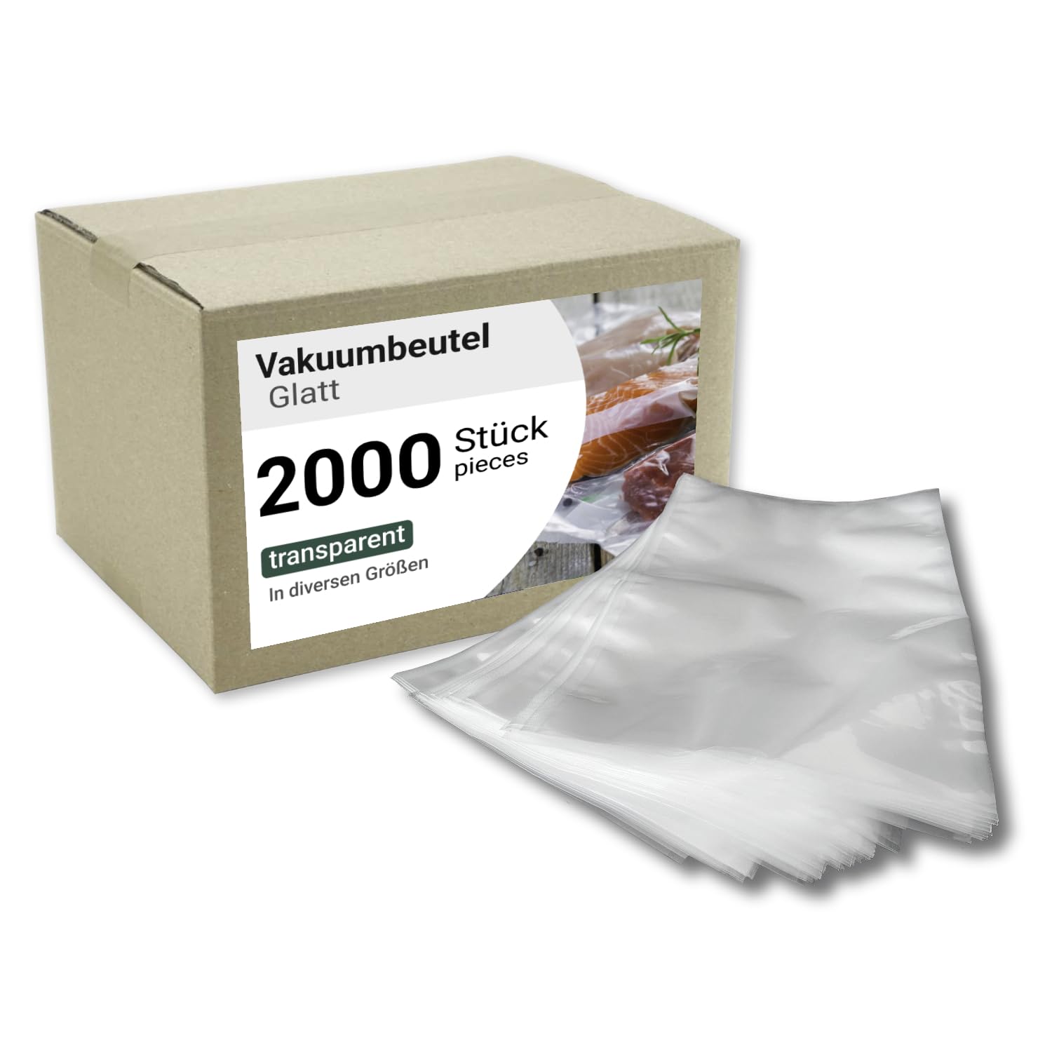 2.000 bolsas profesionales para alimentos al vacío, para todas las máquinas de envasado al vacío de cámara, grosor de 90 µ, bolsas de sellado al vacío (125 x 160 mm)