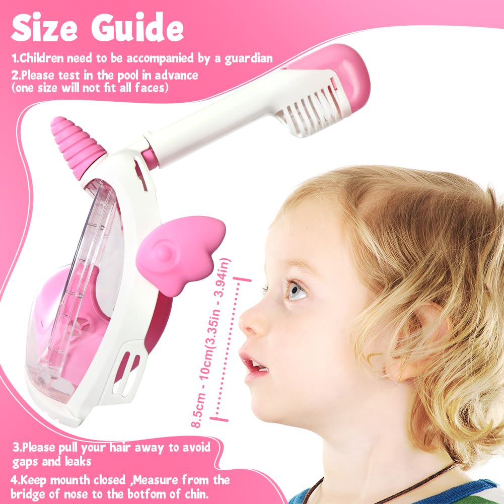 Schnorchelmaske für Kinder, 180° Panoramablick, Tauchermaske Vollgesichtsmaske, CO2-sichere Schnorchelmaske, Anti-Beschlag und Trockenoberteil Schnorchel Vollmaske für Kinder, Geschenk
