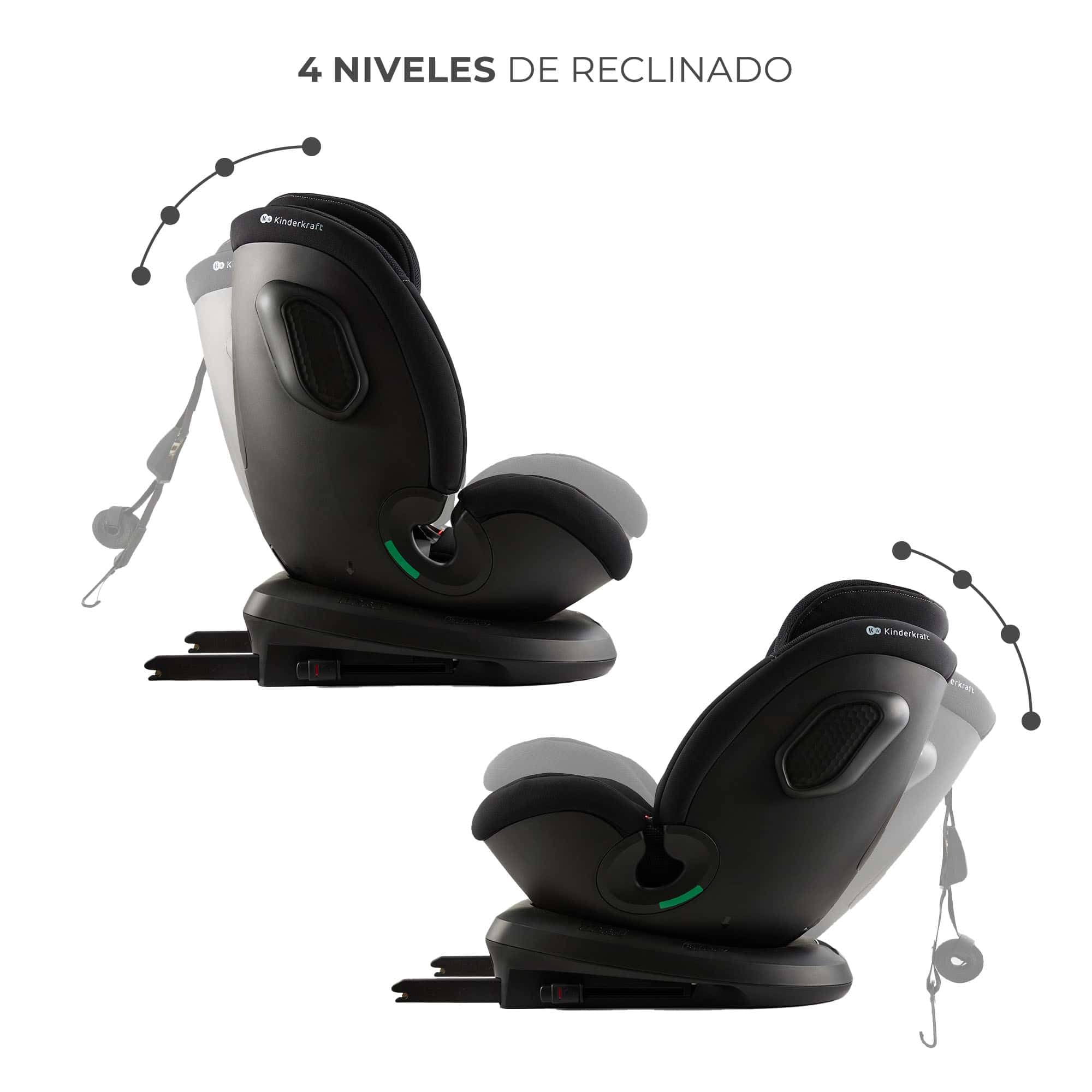 Kinderkraft XPEDITION 3 I-Size 40-150 cm, Silla coche bebé, para niños, Asiento giratorio 360º, Isofix base, Ajuste de la reclinación del respaldo, Protección lateral, Grupo 0+/1/2/3, 0-36 kg, Negro