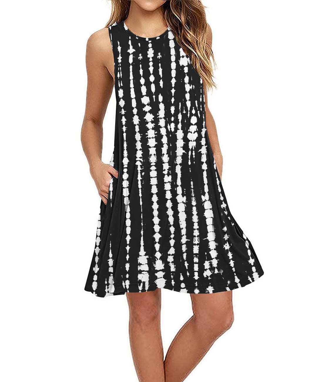 Summer Dresses for Women Casual Sleeveless Swing Sundress with Pockets