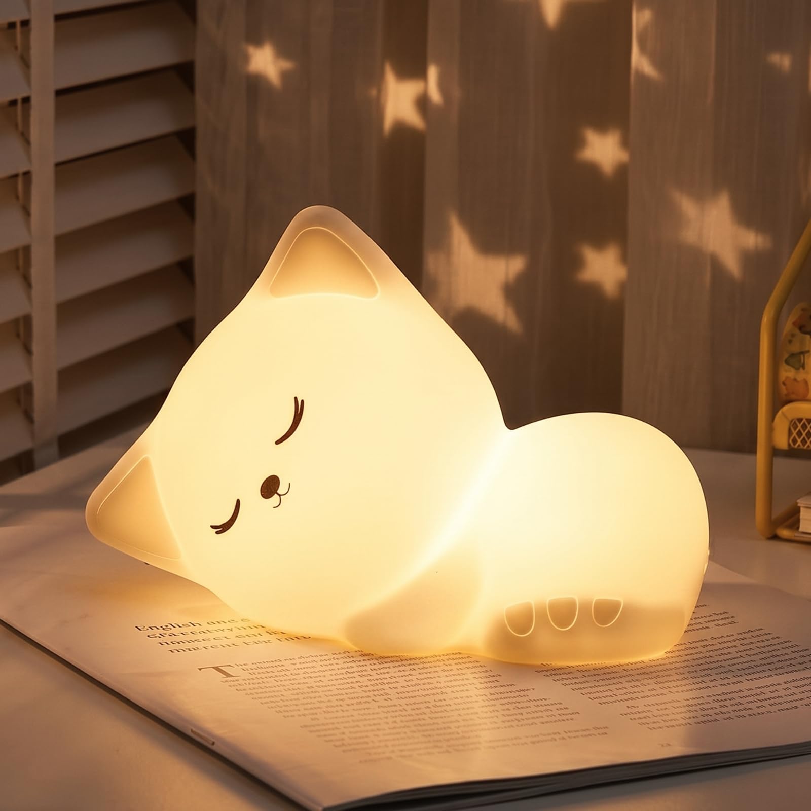 AUAUY Cat Night Light, Cute Touch Controlled Night Lamp for Bedroom Decor