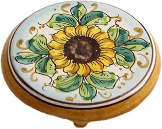 ILAB Porta caffettiera in ceramica decorata a mano da ceramisti siciliani di Santo Stefano di Camastra girasole art 20