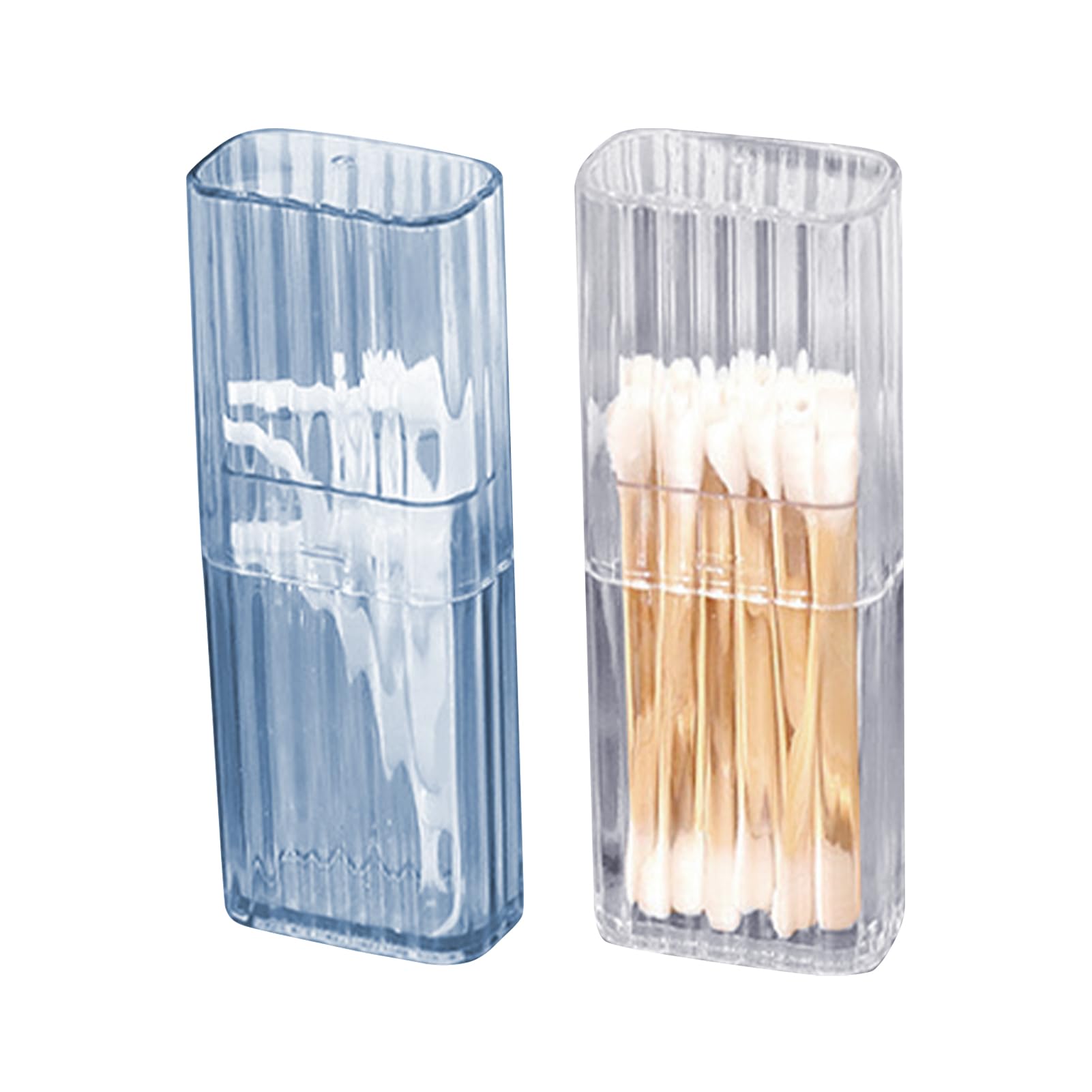 Faderr 2 recipientes para bastoncillos de algodón para viajes, mini caja de almacenamiento portátil, organizador de bastoncillos de algodón transparente con tapa a prueba de polvo para hisopos