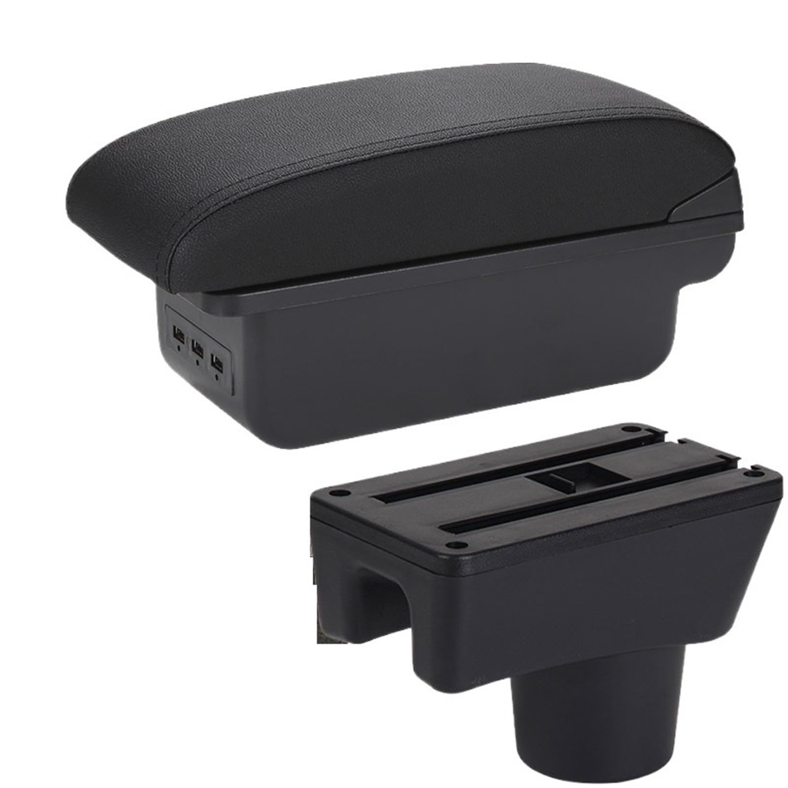 AWEUDNHI Car Armrest Box Armrest Box Fit For Dodge Attitude For Mitsubishi Space Star Car Storage Accessories Console Armrest(B2 Black line 3USB)