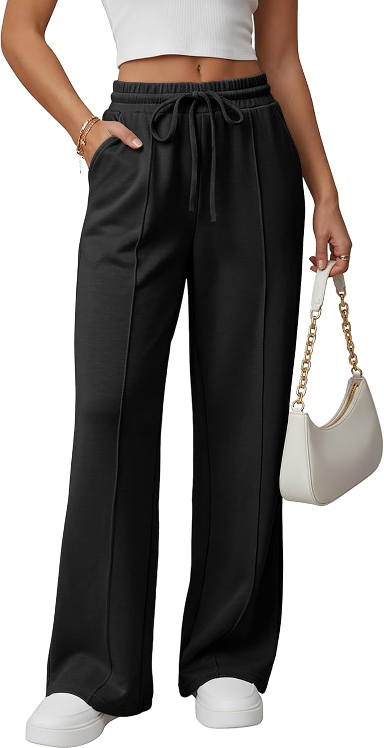 GRECERELLE Sweatpants Women Wide Leg High Waisted Baggy Pants Drawstring Workout Active Joggers Lounge Pants