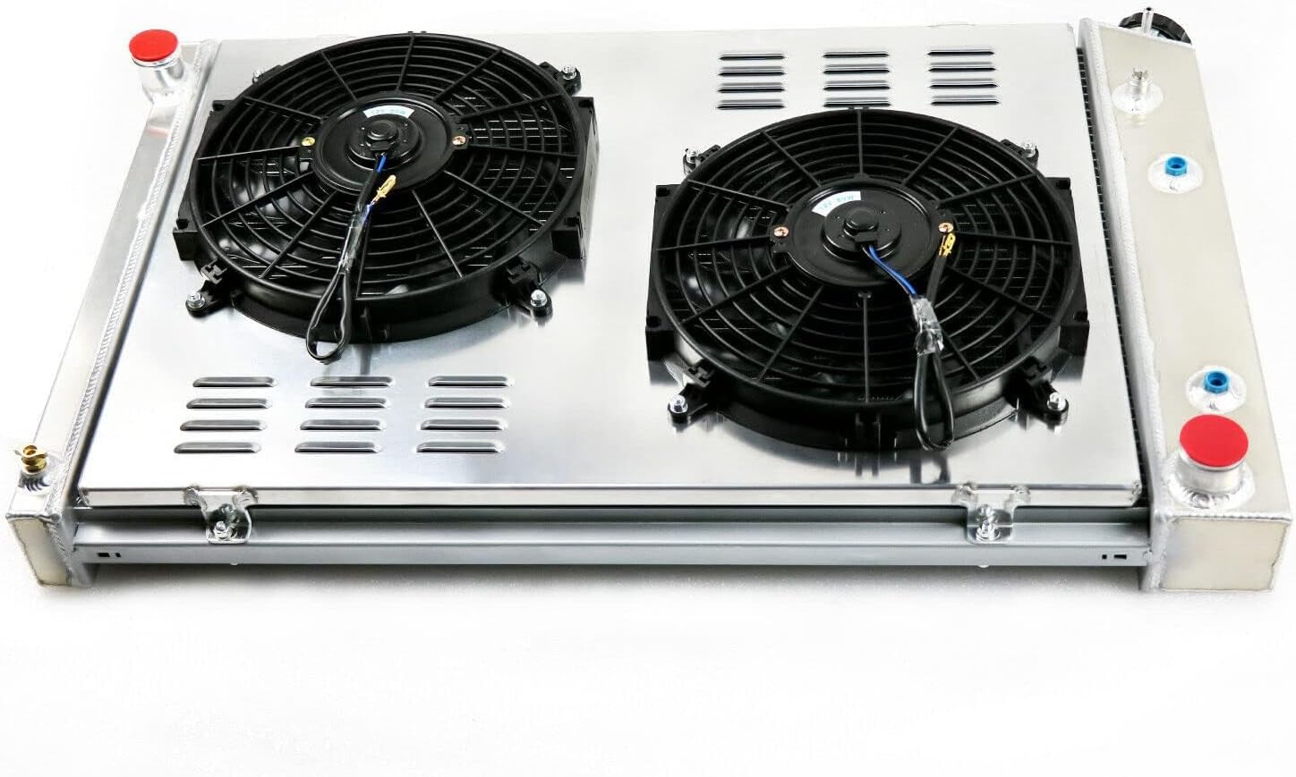 4 Row Core Aluminum Radiator for 1973 1974 1975-1991 Chevy GMC C/K Series Pickup & Trucks C10 C 20 C30 K10 K20 K30 Multiple V8 Models All Aluminum Radiador + 2 X 12" Fan W/Shroud and Relay