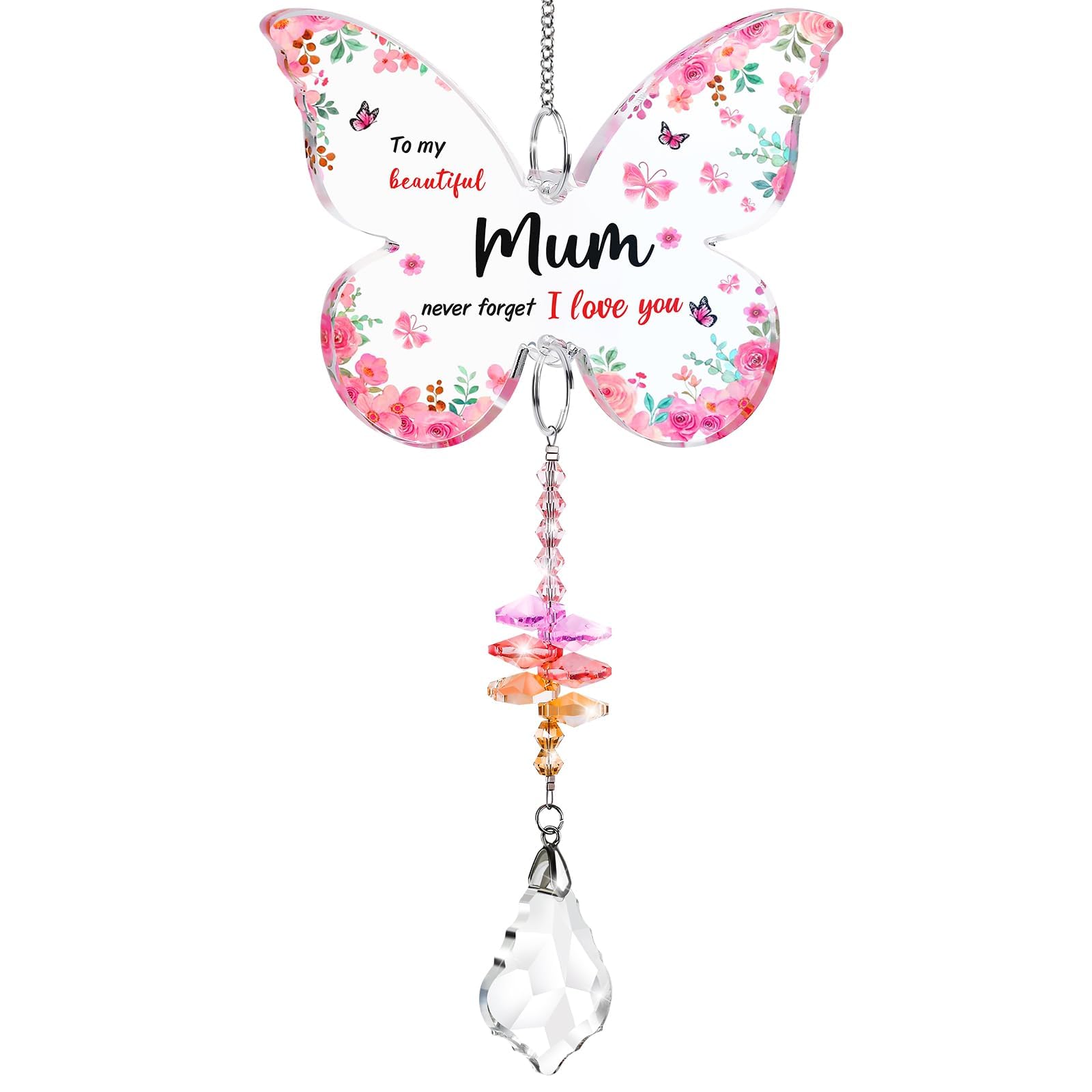1 Piece for Mum, Sentimental Birthday Gifts for Mom, Heartwarming House Warming Gifts, Personalized Mother Gift with Butterfly Design, Window Sunlight Display Suncatcher Keepsake-image-20
