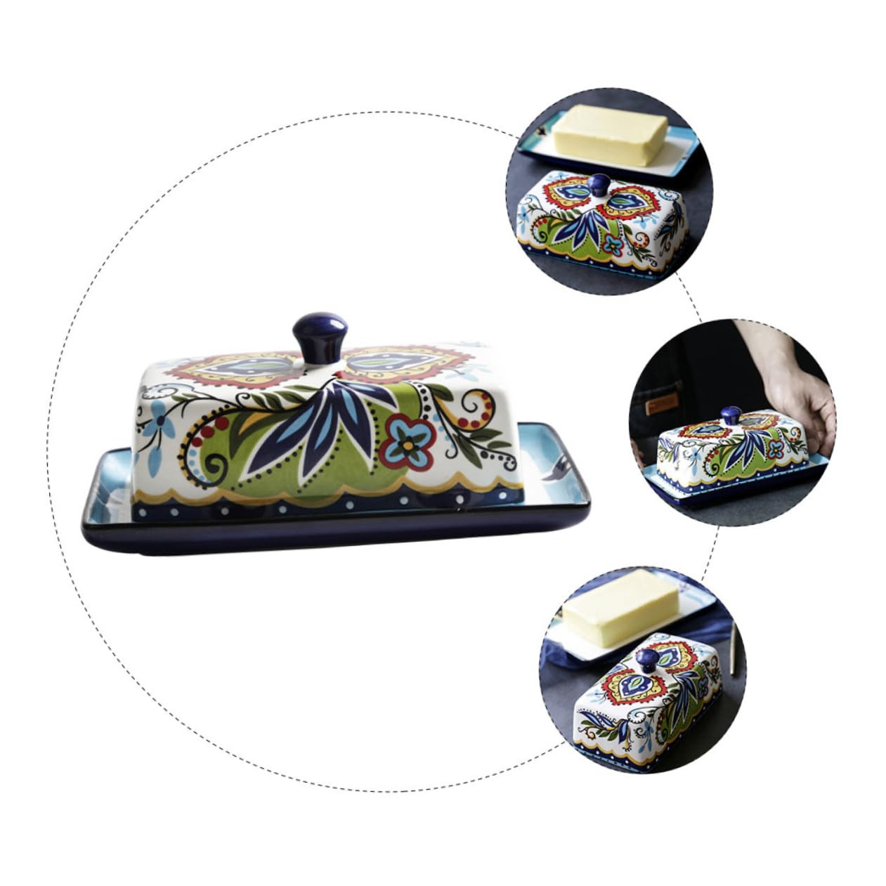 Beurrier Design Rectangulaire Étroit 250g en Céramique Couvercle