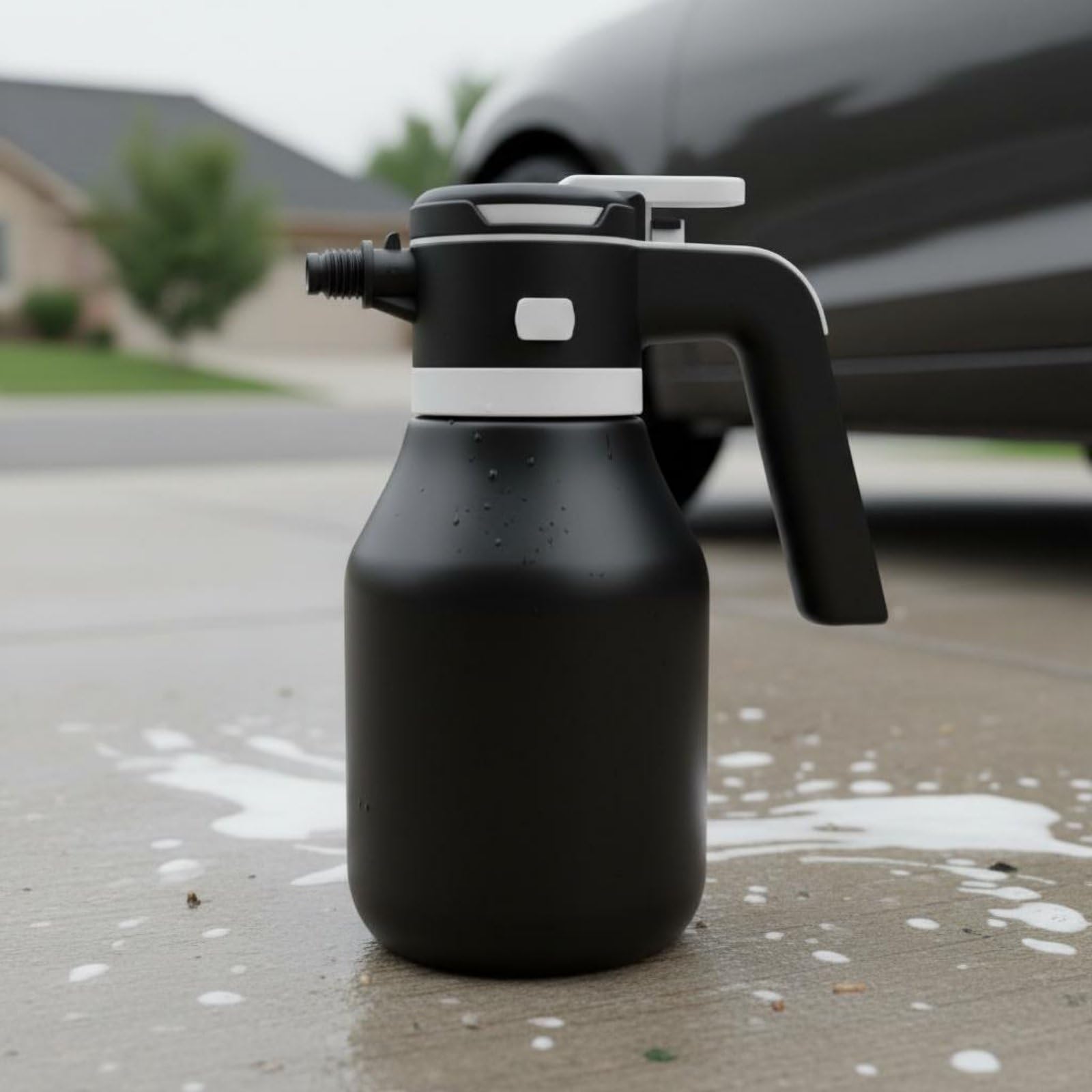 kowaku Pulverizador Eléctrico de Lavado de Autos Pulverizador Botella Rociador Espumador con de Dispersión y Control por Botón Depósito 2L Componentes, Negro, style to 2