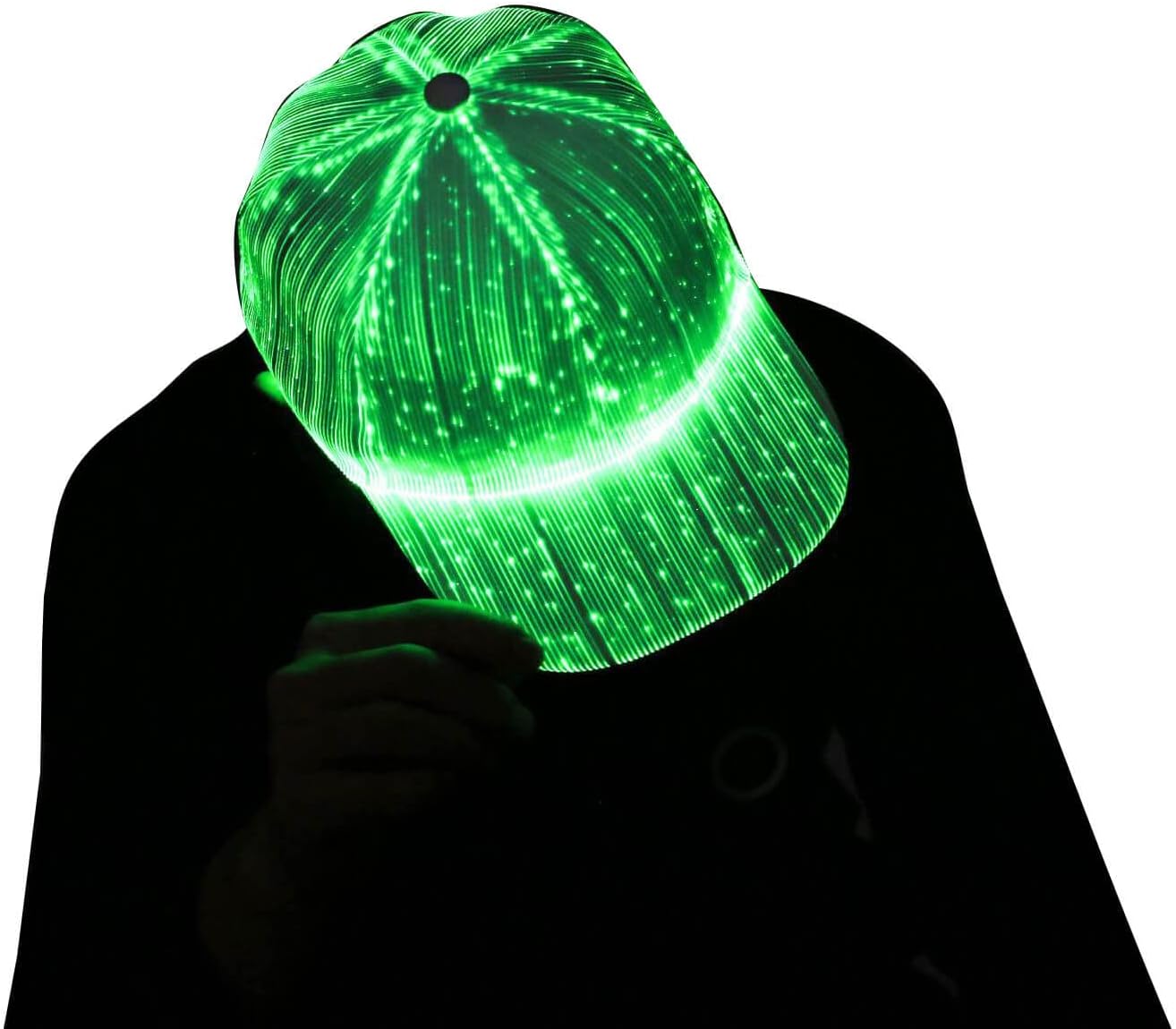 Luminous Light Up Hat, 7 Colors Glow LED Baseball Cap, USB Rechargeable Fiber Optic LED EDC Hats Rave Concert Father's Day Men Women Boys