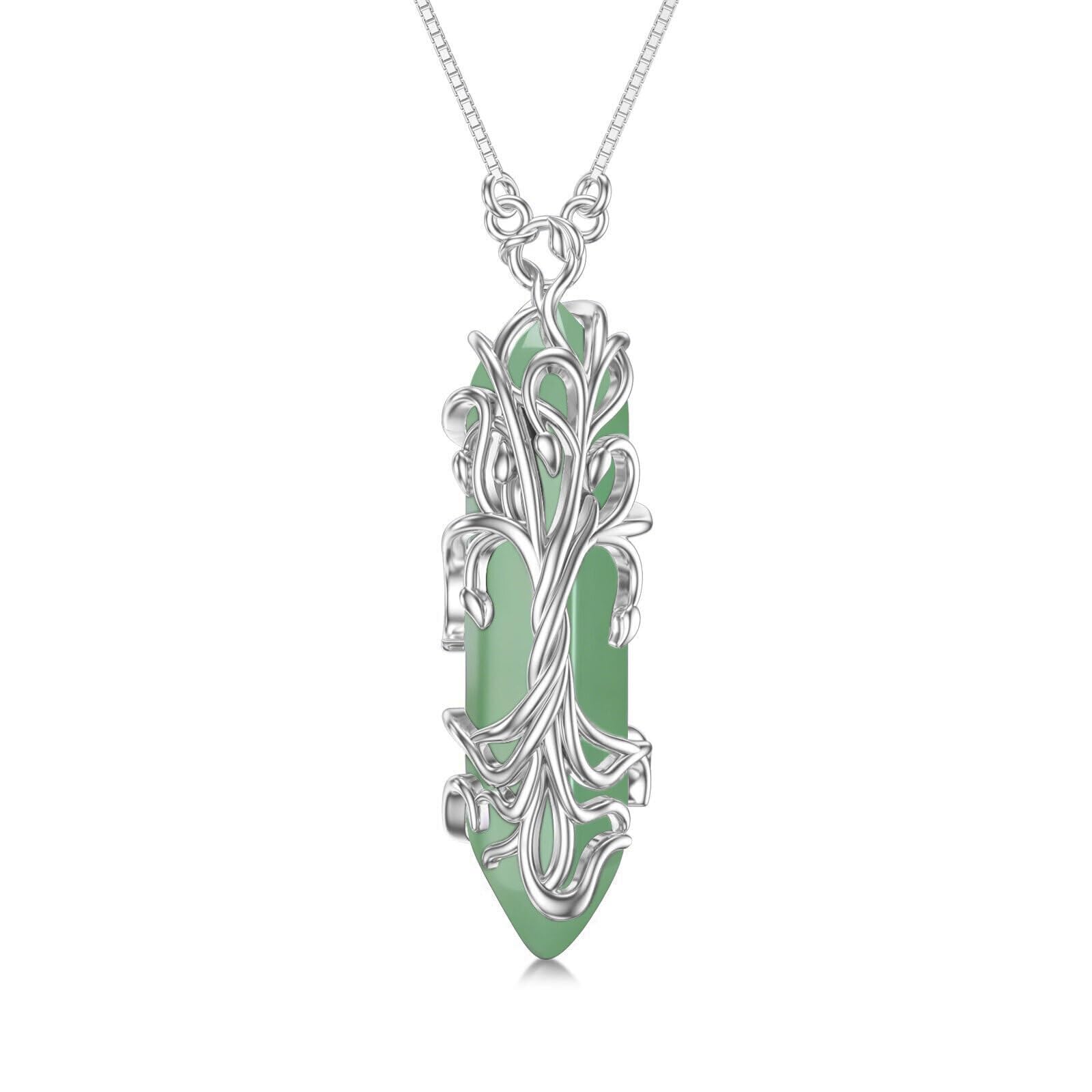 Shusukue Healing Crystal Necklace 925 Sterling Silver Sunflower/Tree of Life Wrapped Pendant Reiki Energy Jewelry for Women