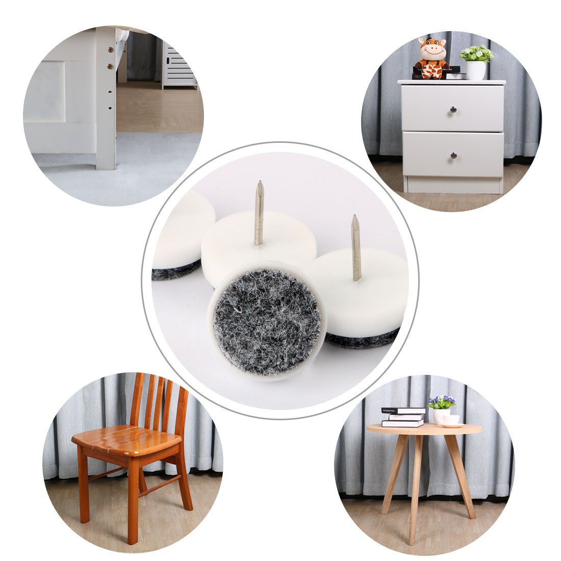 Office Table Chair Furniture Feet Legs Floor Protector Felt Pad Nails 21mm Dia Pack of 4 id d6a — view 5