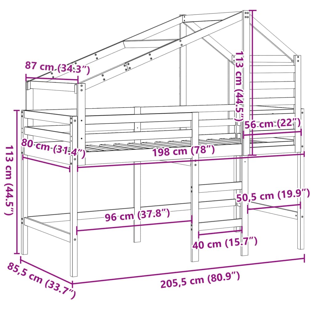vidaXL Kinderbed zonder matras massief grenenhout 80x200 cm, kinderbed, peuter bed, halfhoogslaper, peuterbed, junior bed, kinderhoogslaper, bedhuisje