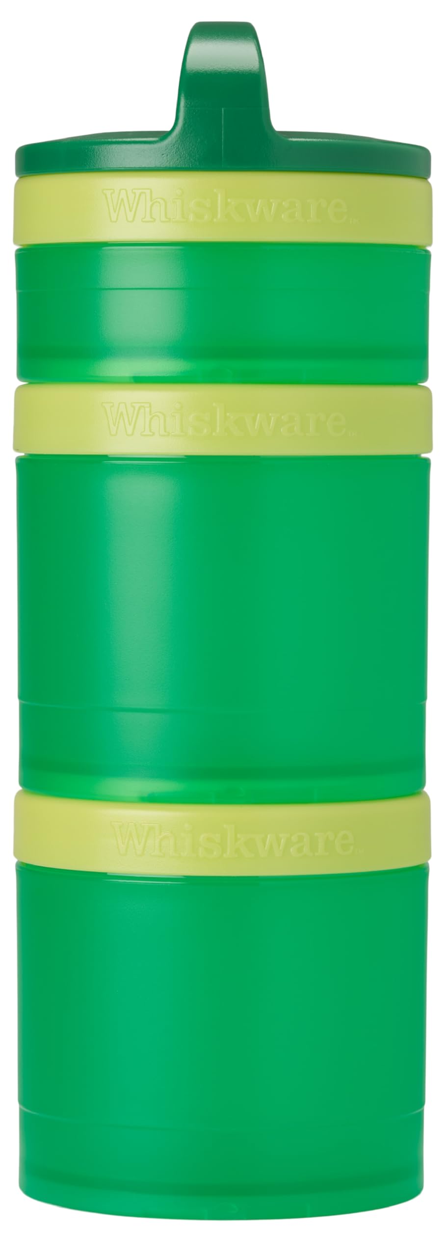 Whiskware Solid Snack Containers, 3 Stackable Snack Cups, Green/Yellow