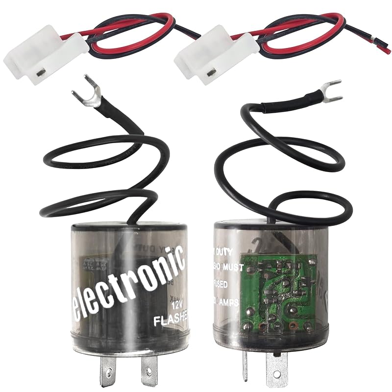 Relé eletrônico do pisca LED Formiden 12 V com 2 pinos, fio terra e conector – Pacote com 2