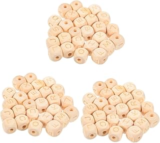 TEHAUX 78 Peças De Blocos De Construção De Madeira Playset De Madeira Empilhamento Letras De Madeira Contas Soltas Alfabeto Blocos Quadrados Letras Inglesas Blocos De Contas Soltas Para