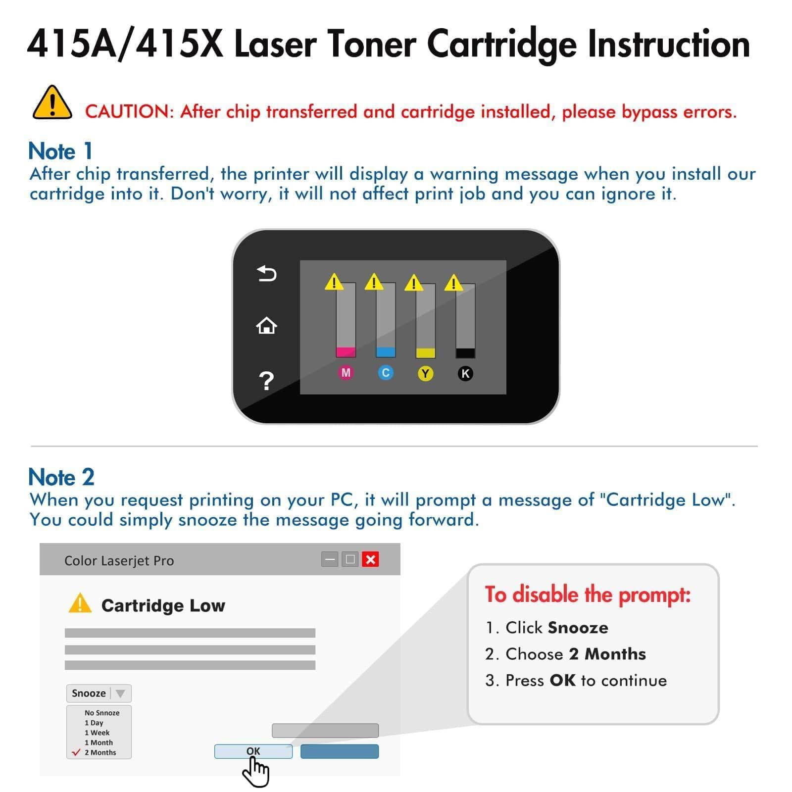 Cool Toner Cartuccia Compatibile In sostituzione di per HP 415X W2030X 415A W2030A Color Laserjet Pro MFP M479fdw M479dw M479fdn M454dw M454dn Cartridge (Nero,Ciano,Giallo,Magenta,confezione da 4) | 4-Pack Color Laserjet Pro MFP M479fdn M479fnw M479dw M47