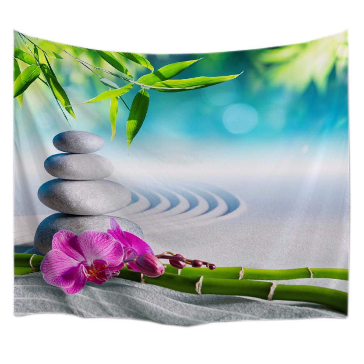 A.Monamour Tropical Dark Green Banana Palm Tree Leaf Plants Themed Print Fabric Tapestry Wall Hangings Blanket Bohemian Bedspread Cover Hippie Beach Towels Bedroom Living Room Dorm 153X102Cm/60"X40" — view 12