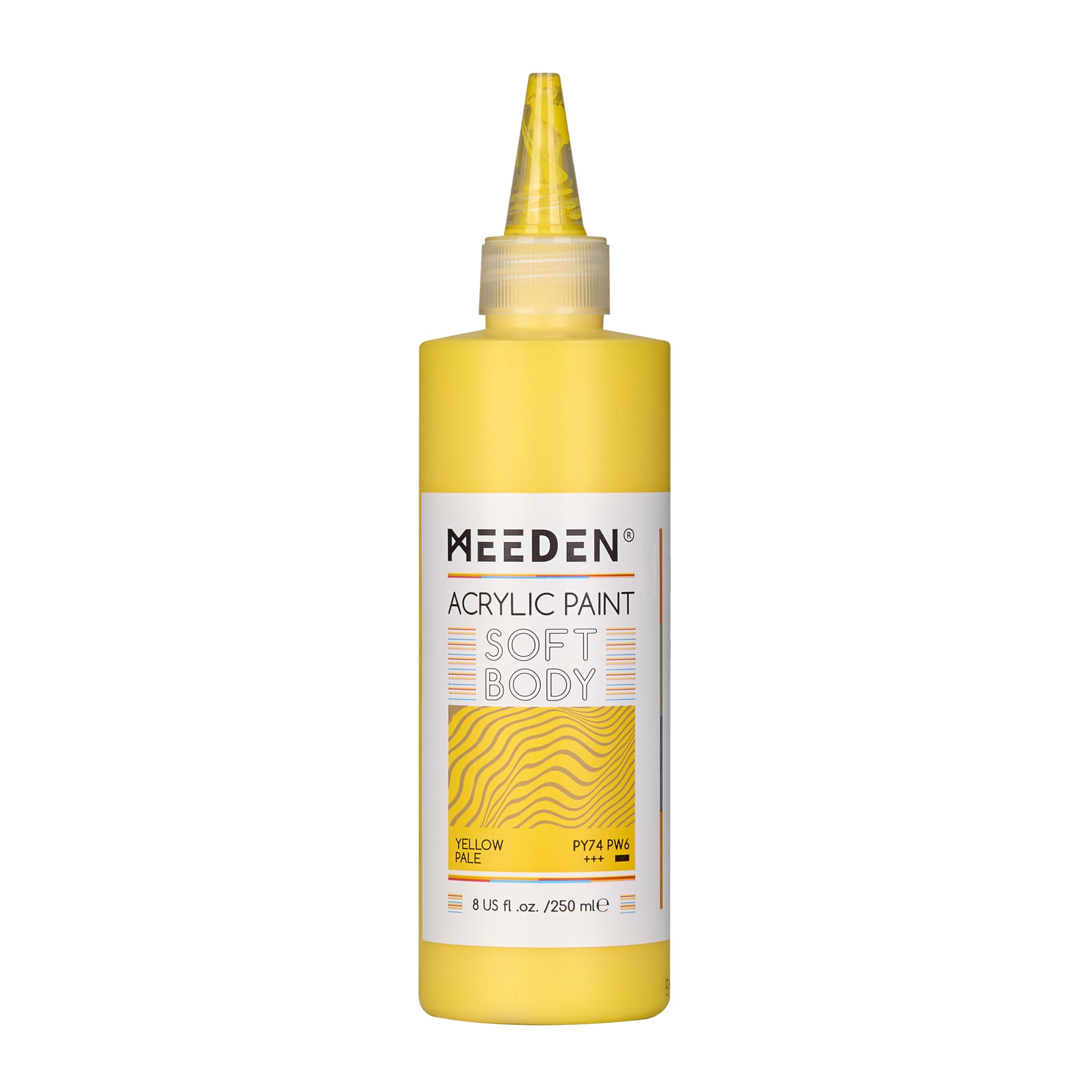MEEDEN Soft Body Acrylic Paint: Yellow Pale 250ml/8.8oz Bulk Acrylic Colours in Squeeze Bottle - Fluid Flow Art Paints for Artists Canvas Painting